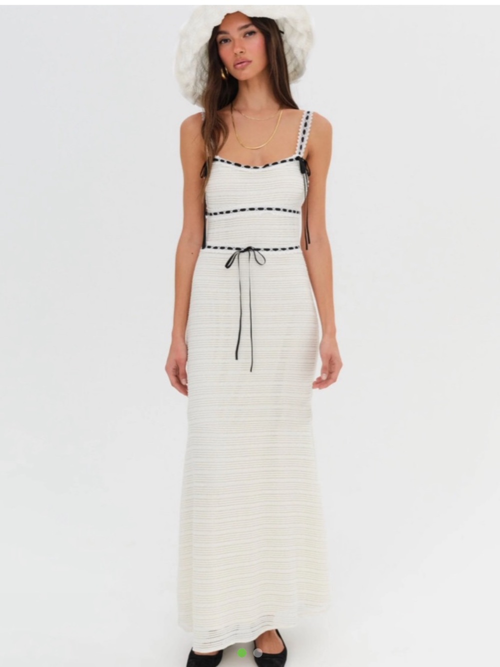 For Love & Lemons Cream Maxi Skirt with Black Trim